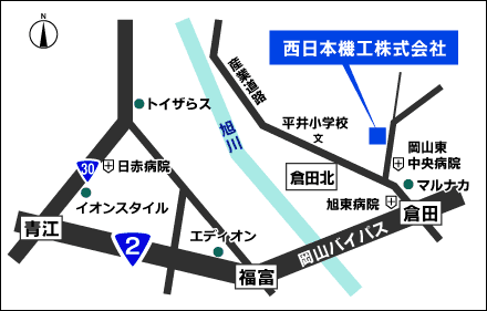 アクセスマップ：西日本機工（株）周辺略図